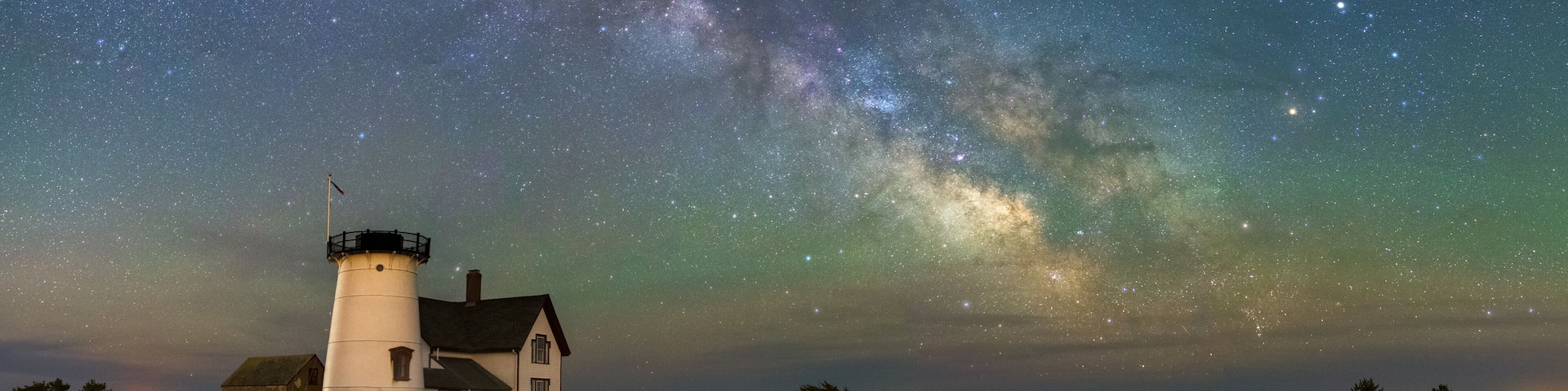 The Milky Way over Stage Harbor Lighthouse in Chatham, Massachusetts