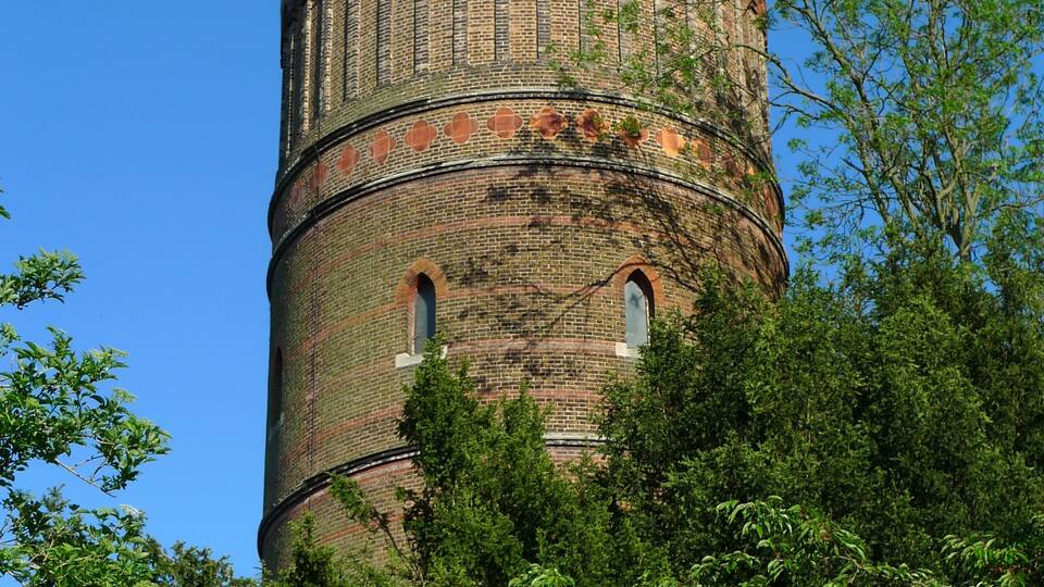 Park Hill Water Tower, Park Hill Recreation Ground, Croydon. This Victorian water tower, now no longer in use, is a Grade II listed building. Park Hill Water Tower at English Heritage