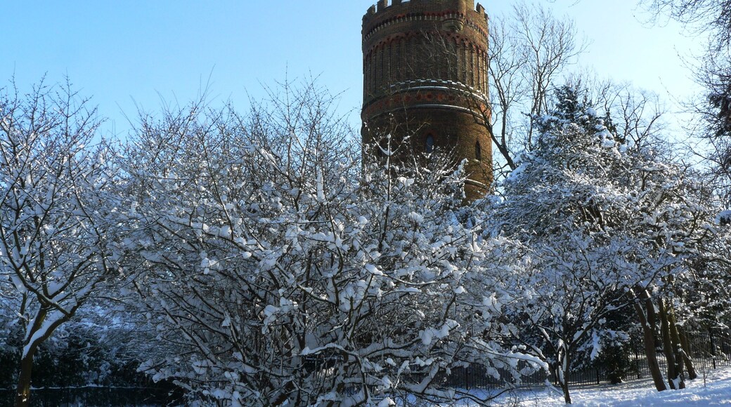 Water Tower, Park Hill A rare occasion on which a heavy snowfall made this attractive scene possible.