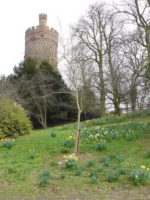 Water Tower, Park Hill Spring colour in front of the water tower.