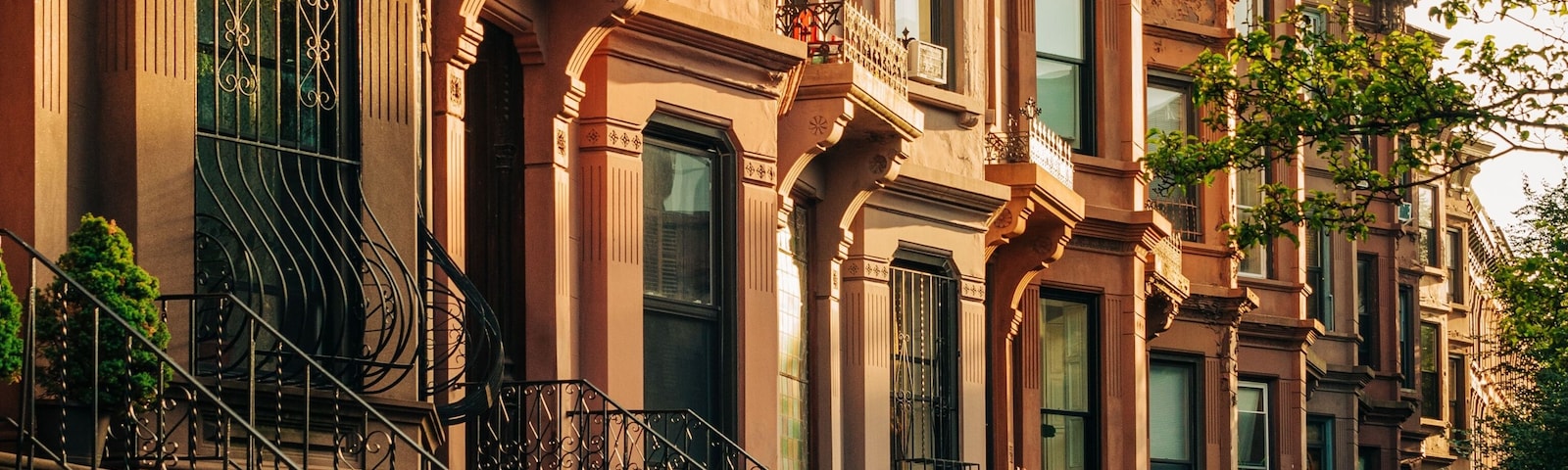 Brownstones in the Bedford-Stuyvesant neighborhood of Brooklyn, New York City
