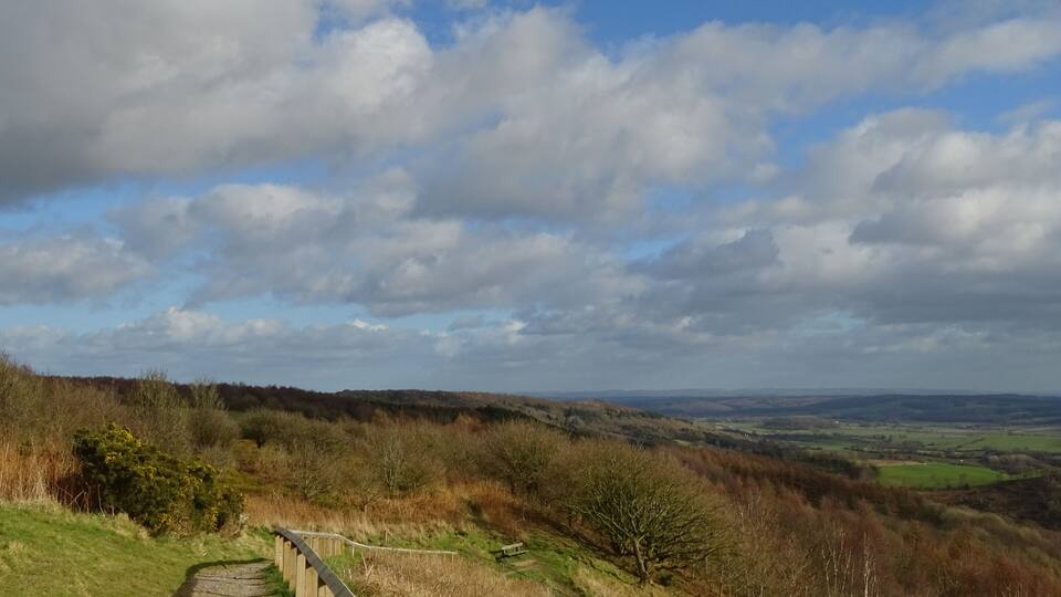 Views from Sutton Bank and Kilburn, North Yorkshire Moors, England, UK
