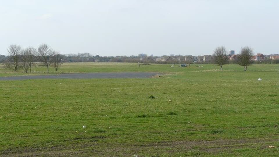 Croydon Airport This is the most southerly part of the former airfield, and this view is to the north-west. The tarmac of the perimeter road can be seen in this photograph.