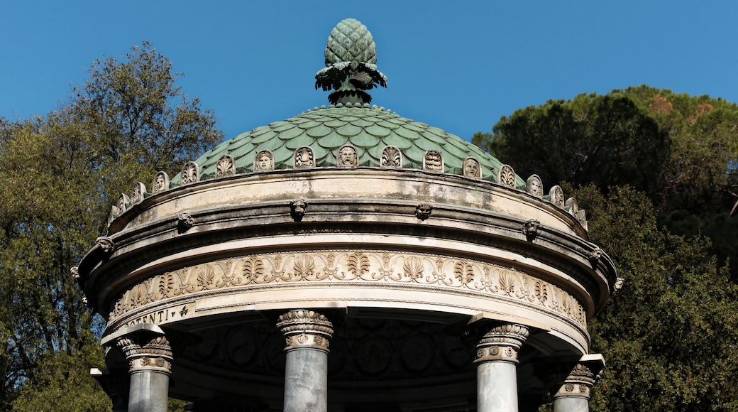 Park, Bauten und Statuen im Aussenbereich der Villa Borghese