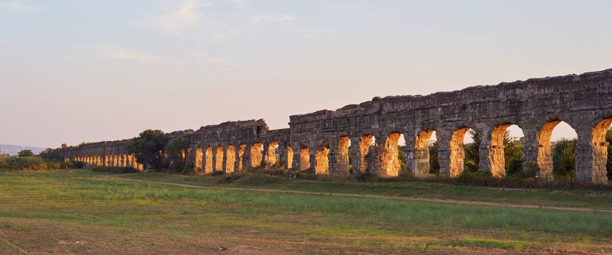 Acquedotto Claudio, Parco degli Acquedotti, within the urban regional park of the Appian way in Rome, Italy