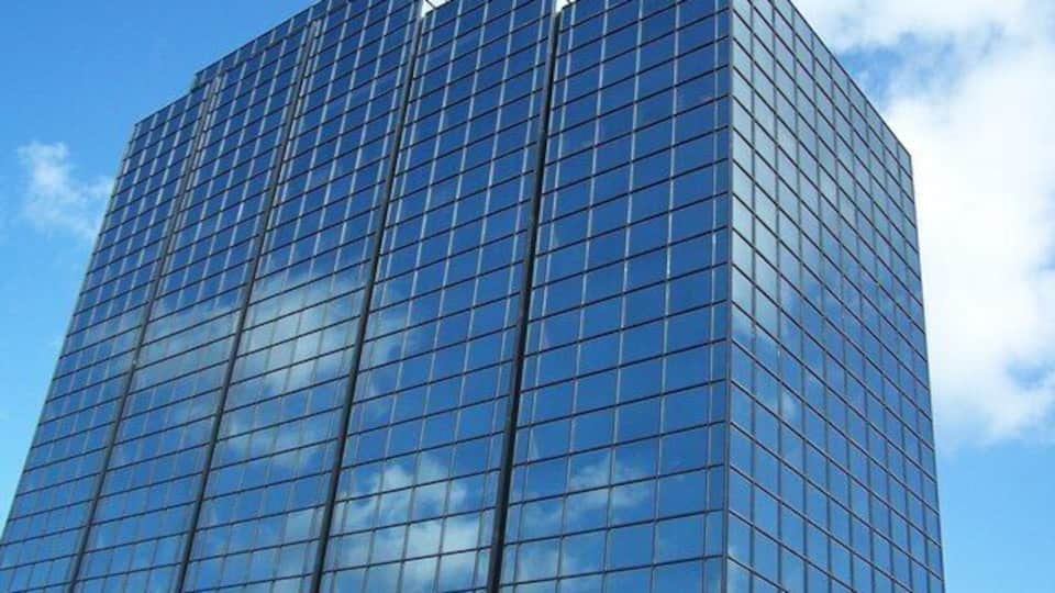 Harman House, Uxbridge - south view Photograph taken from George Street, by entrance to The Chimes shopping centre.