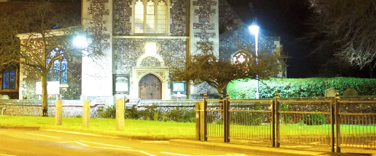 I'd intended something more creative on a quick trip out to complete my task for the day, but not a single photo looked as good as I had thought it could. I was still planning to take a photo of the closest church to us and was pleasantly surprised how well it came out. I was a little sceptical because only the ground floor is lit by street lights, but thanks to the light pollution of the Uxbridge Road, the entire church was lit up with a fairly short exposure.
