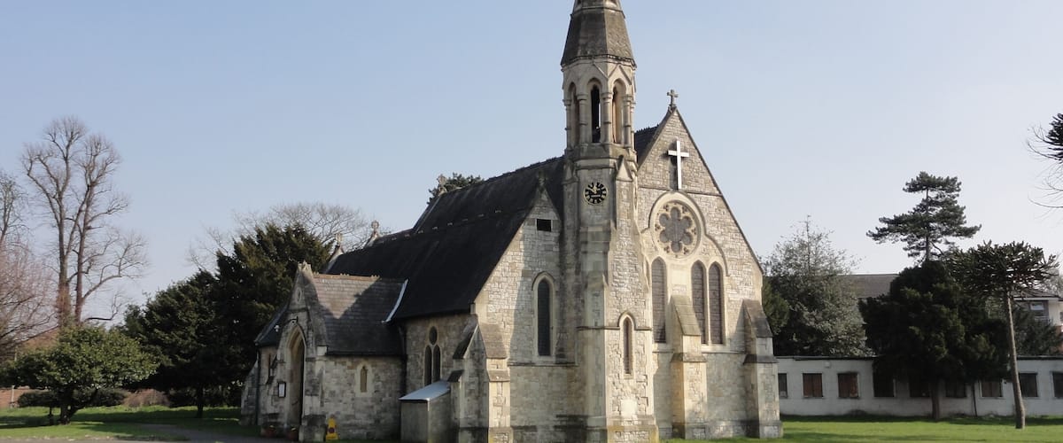 Parish church of SS Philip and James, Kneller Road, Whitton, southwest London, seen from the west