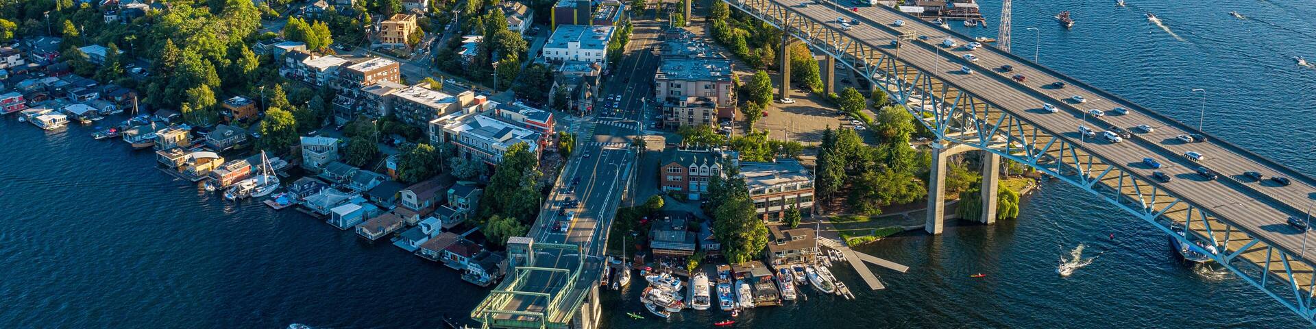 Aerial footage of the Seattle Skyline