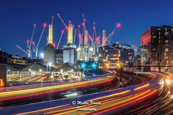 Battersea Power Station, London, as seen from the bridge overlooking the rail shed at London’s Victoria Station #bvs100k