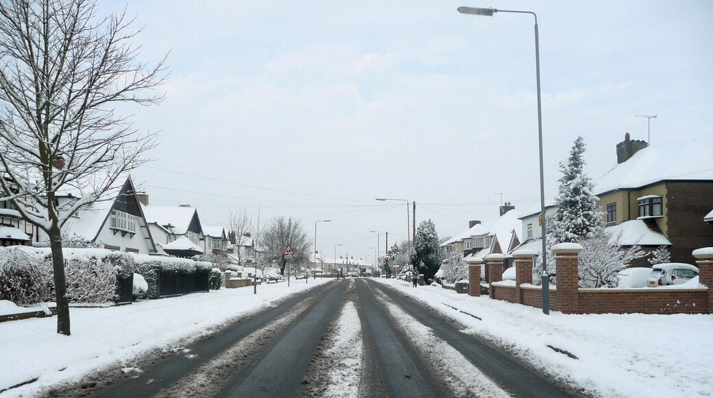 Pettit Lane in Romford in the snow