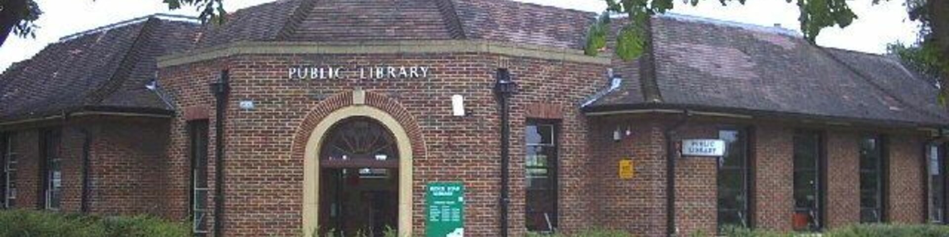 Ridge Road Library, North Cheam. On the corner of Ridge Road and Stonecot Hill (A24).