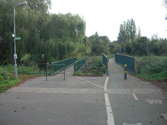 Bridges over the Hogsmill Pedestrian and cycle bridge, leading to New Malden.