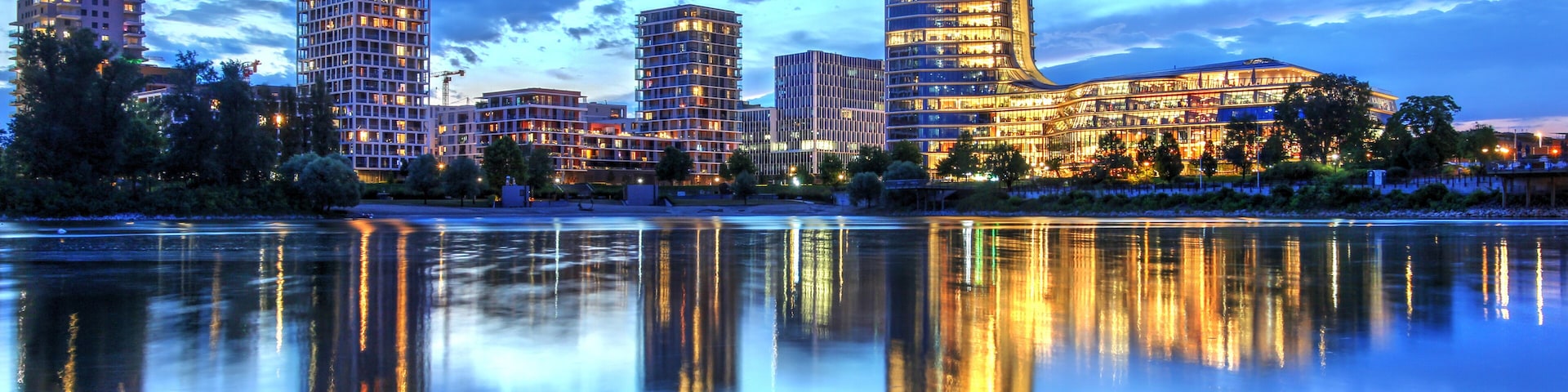 MOL Campus at night, Budapest, Hungary
