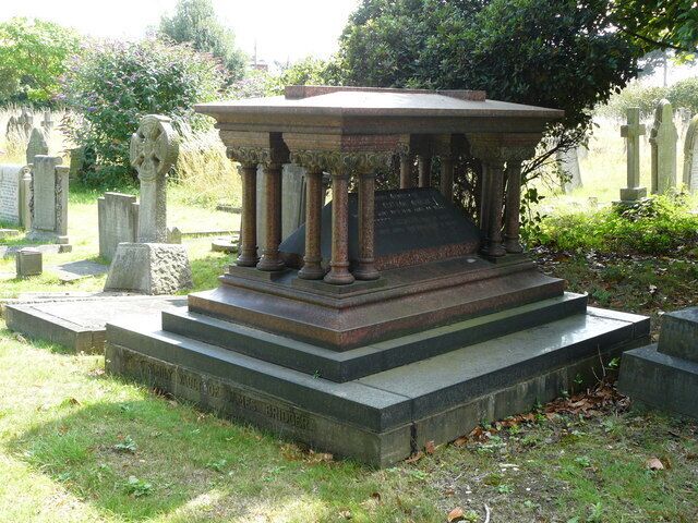 Graves in Croydon Cemetery This is the Mitcham Road Cemetery, and I was struck by the design and size of the grave in the foreground, which bears the inscription "Family Vault of James Bridger". Some internet research suggests that James Bridger was a local landowner.