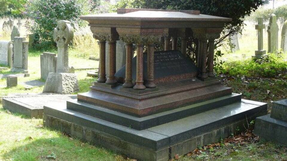 Graves in Croydon Cemetery This is the Mitcham Road Cemetery, and I was struck by the design and size of the grave in the foreground, which bears the inscription "Family Vault of James Bridger". Some internet research suggests that James Bridger was a local landowner.