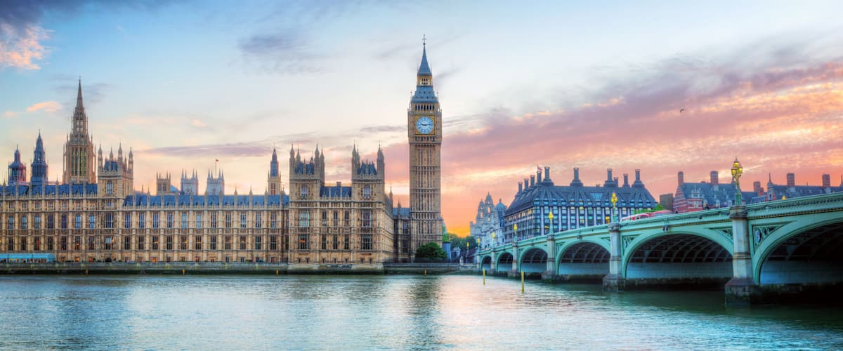 The Houses of Parliament and Big Ben in London.