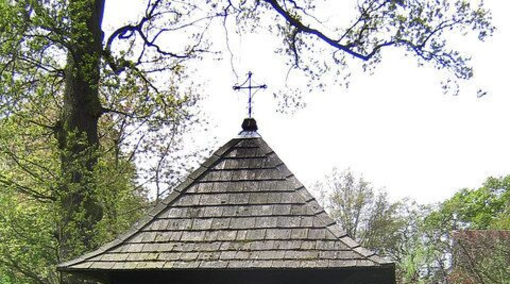 Lychgate and memorial garden of St Paul's parish church, Crofton Road, Crofton, southeast London. The lychgate was built for the previous church, which was completed in 1888. It is now the entrance to the memorial garden.