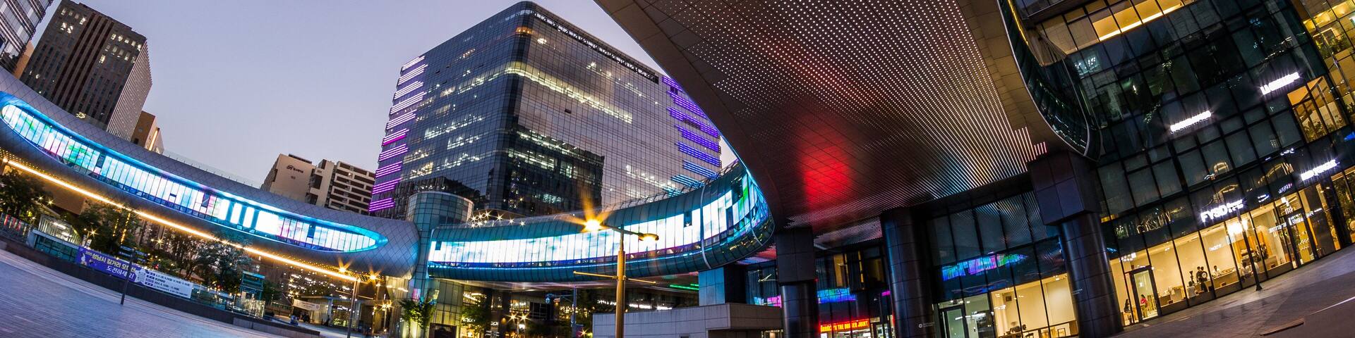 Pangyo, South Korea - Sep.14.2024: The night cityscape in Pan-Gyo