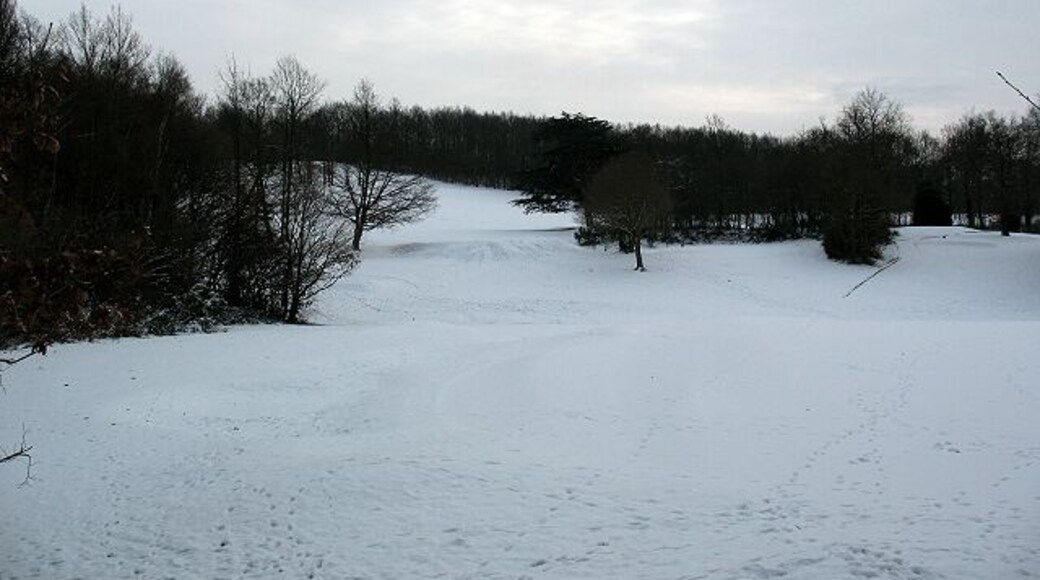 Sundridge Park golf course in the snow Aerial photographs show that the area in the foreground, adjacent to New Street Hill, is a green, with bunkers either side.