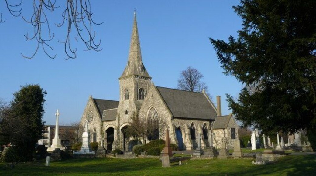 Twin Chapels in Queen's Road Cemetery On a clear winter's afternoon, a view of the two Chapels from what I consider to be the best angle.