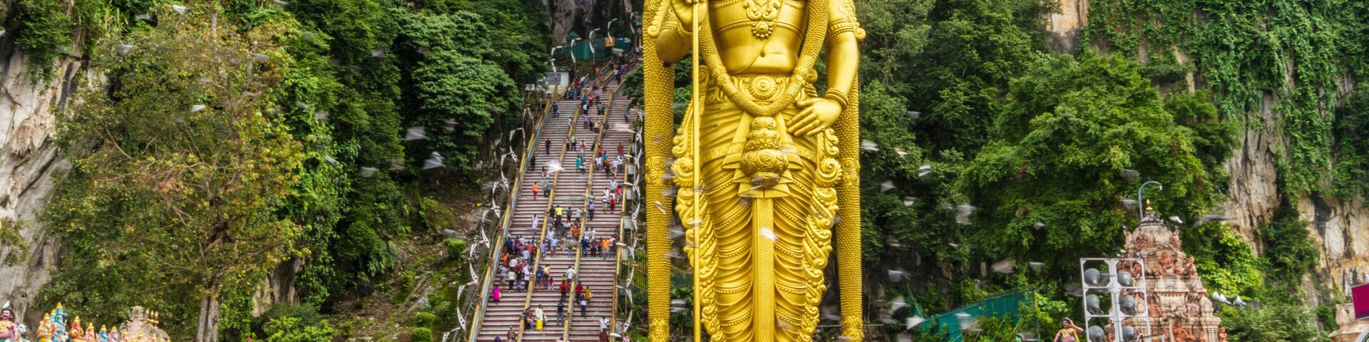Batu Caves steps and statute