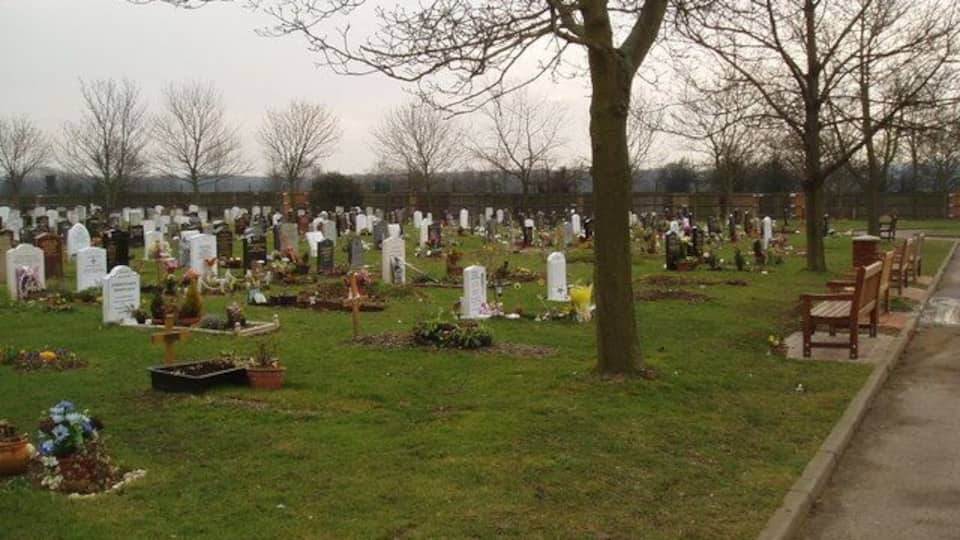 St. Luke's Cemetery, Bromley, Kent. Apart from this cemetery the rest of this grid square is occupied by housing.