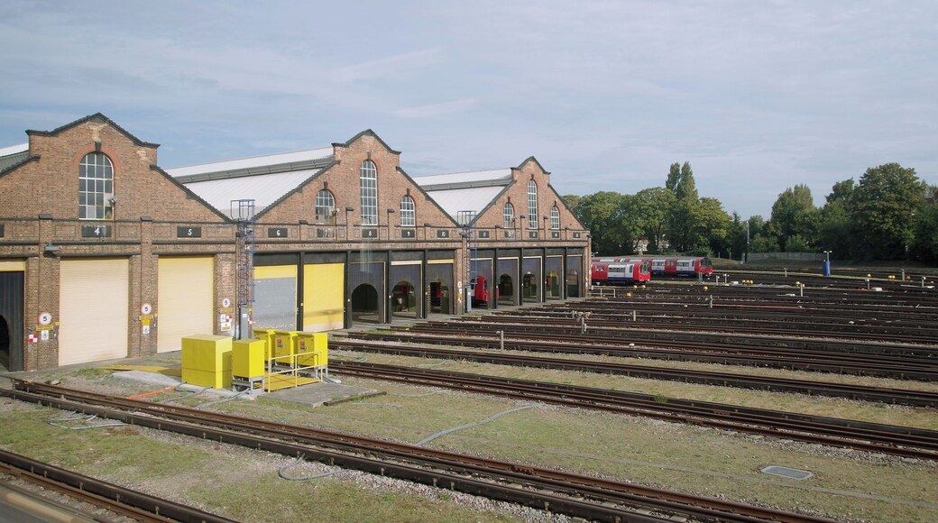 London Underground's Golders Green Depot on the Northern Line. This is the south end of the shed, taken just after the morning peak when most of the trains are out on the line.
