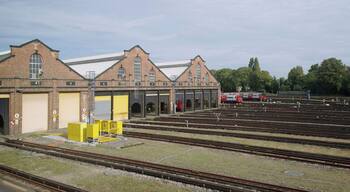 London Underground's Golders Green Depot on the Northern Line. This is the south end of the shed, taken just after the morning peak when most of the trains are out on the line.