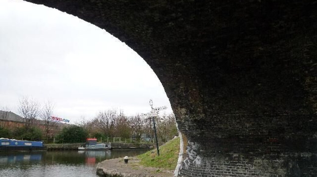Bulls Bridge, Grand Union Canal - taken from beneath the bridge Bulls Bridge (built 1801) spans the entrance to the Paddington Arm linking Paddington to Uxbridge. It was begun in 1801 and was joined to the main canal at Bulls Bridge in 1805.
