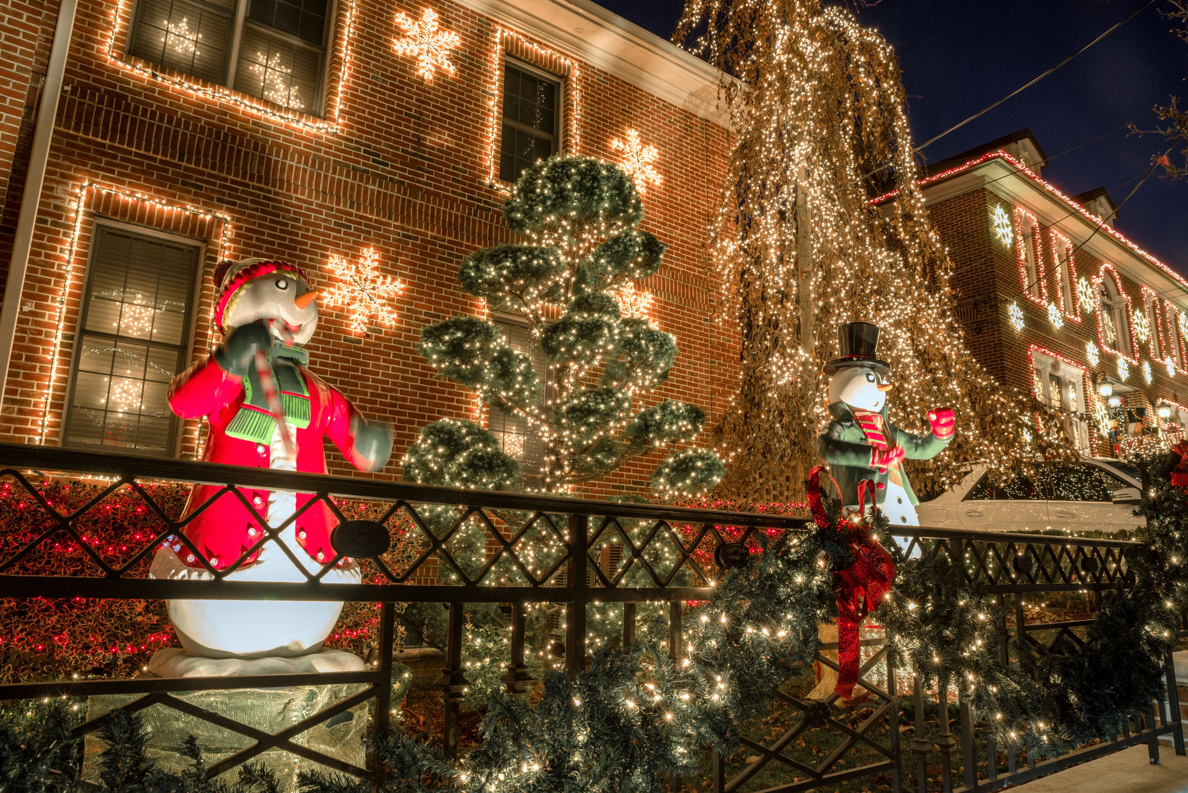 Christmas decorations of houses in the neighborhood of Dyker Heights, in southwest of Brooklyn, in New York. USA