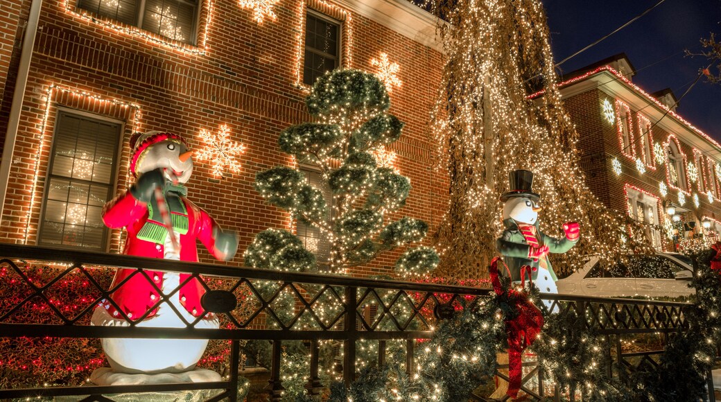 Christmas decorations of houses in the neighborhood of Dyker Heights, in southwest of Brooklyn, in New York. USA