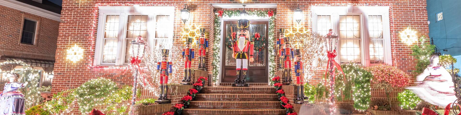 Christmas Lights in Dyker Heights district. It is the cutest small area of houses decorated for the holiday season in the Brooklyn Metropolitan Area, New York City