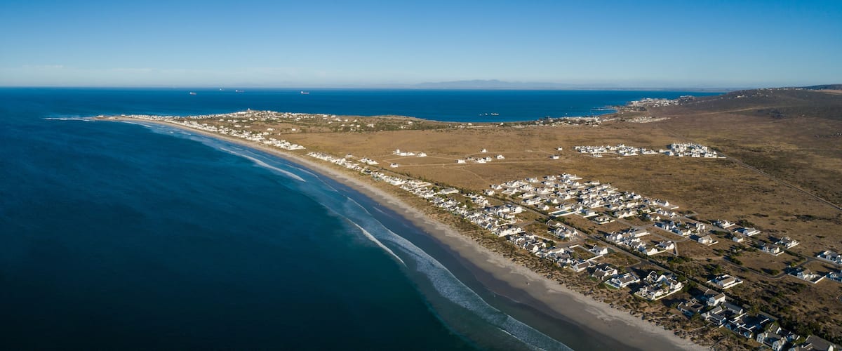 Aerial image over the west coast town of St Helena bay in South Africa