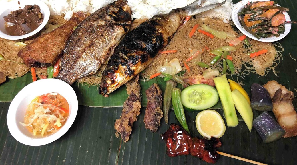 A delicious spread of food to share with your friends! Eat with your hands or with a fork; you do you!