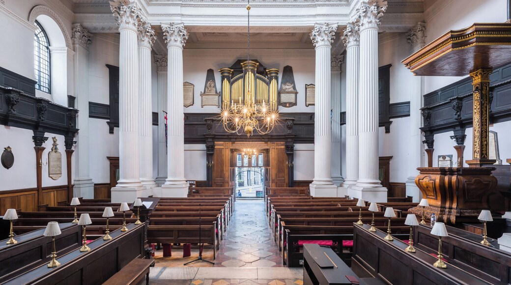 The view west looking towards the entrance of St Mary Woolnoth from the altar.