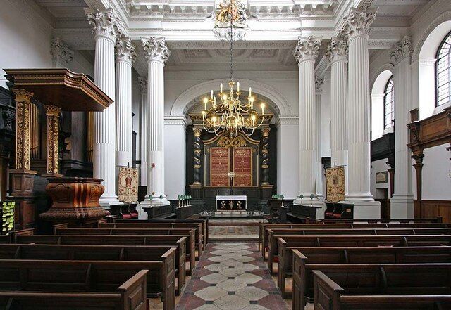 St Mary Woolnoth, Lombard Street, London EC3 - East end, near to London, City of London, Great Britain.