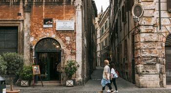 Ponte showing street scenes and a city as well as a couple