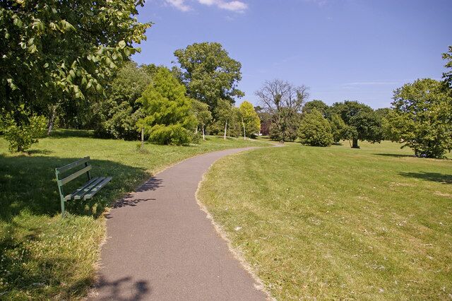 Broomfield Park. London N13 Path in Broomfield near the Powys Lane end of the Park.