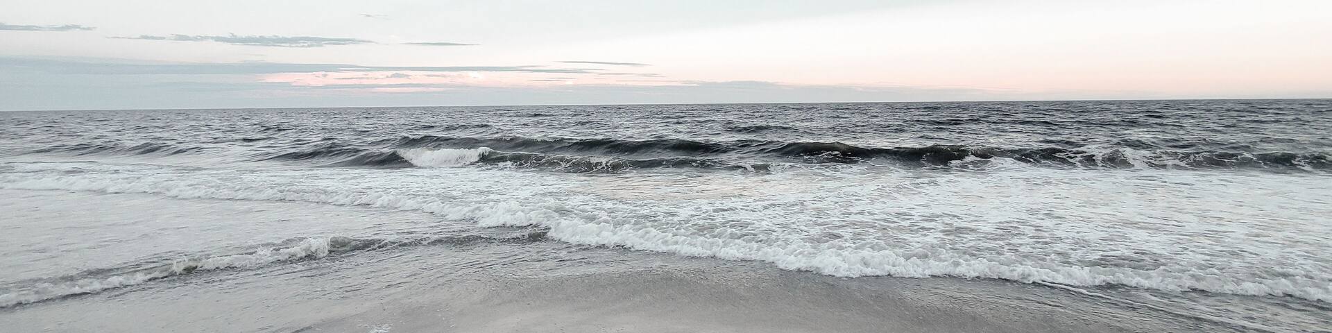Rockaway beach New York. Empty ocean with a peaceful view. vintage color effect tone