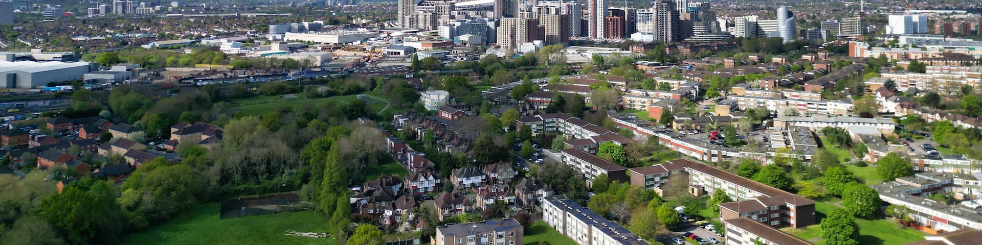 Aerial View of Central Wembley London City of England Great Britain. April 17th, 2024