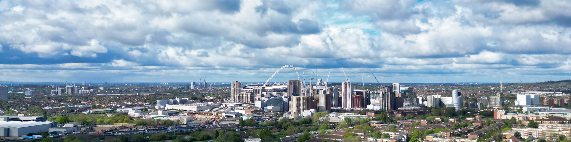 Aerial View of Central Wembley London City of England Great Britain. April 17th, 2024