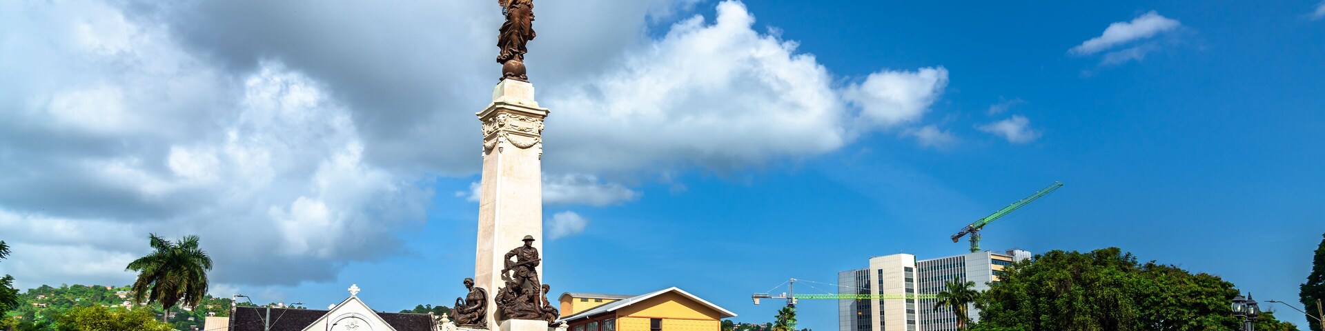 Memorial Park in Port of Spain, Trinidad and Tobago, features a war monument honoring Trinidadian soldiers who served in global conflicts