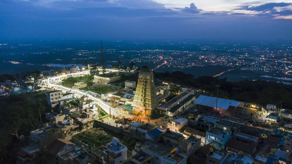 Scenic Chamundi Hills of Mysore. Karnataka captured during Sunset