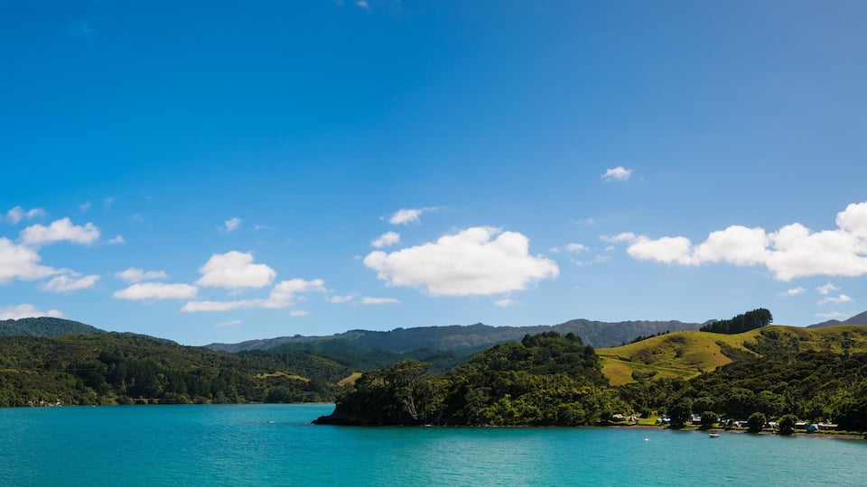 Hills and the sea in New Zealand