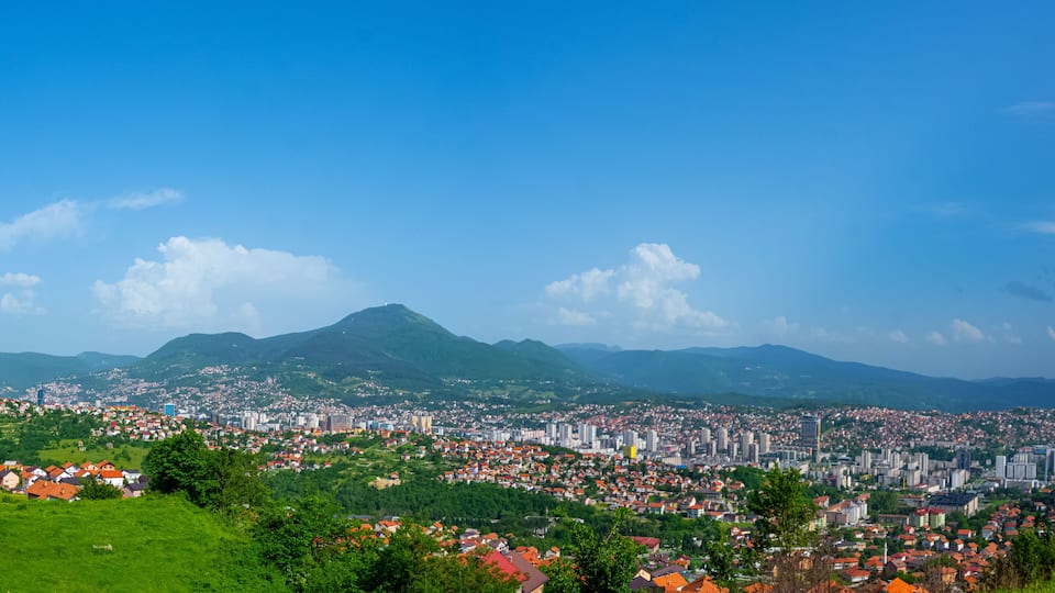 Panoramic view of the Sarajevo capital city of Bosnia and Herzegovina