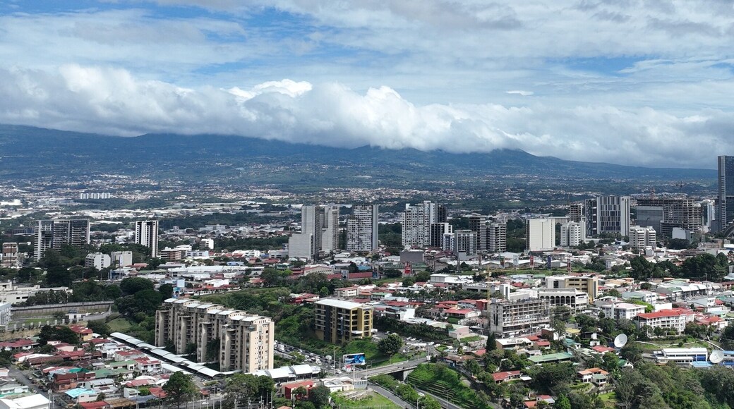 Aerial view of La Sabana Park, Costa Rica National Stadium and San Jose, Costa Rica Skyline