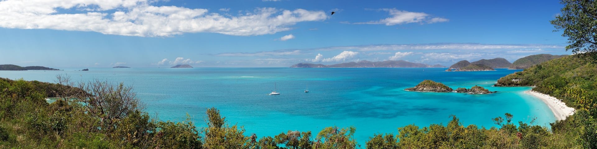Panoramic view of Trunk Bay, St. Johns, US Virgin Islands