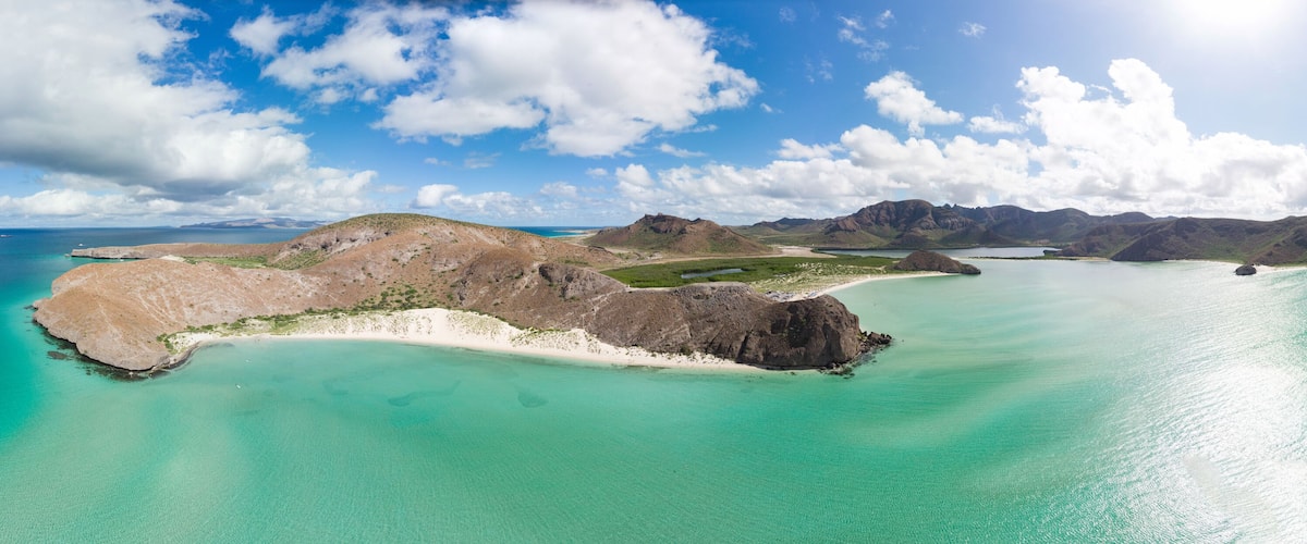 amazing aerial view of the bay of Balandra in Baja California Sur, Mexico