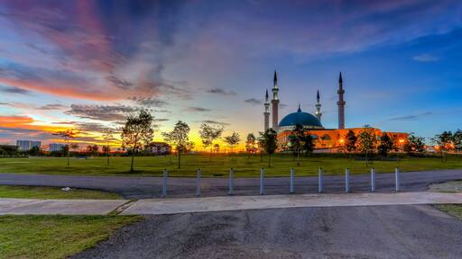 JOHOR BAHRU,Malaysia- 19 October 2017 : The Long Exposure Picture Of Sultan Iskandar mosque With The Golden Sunset As A Background